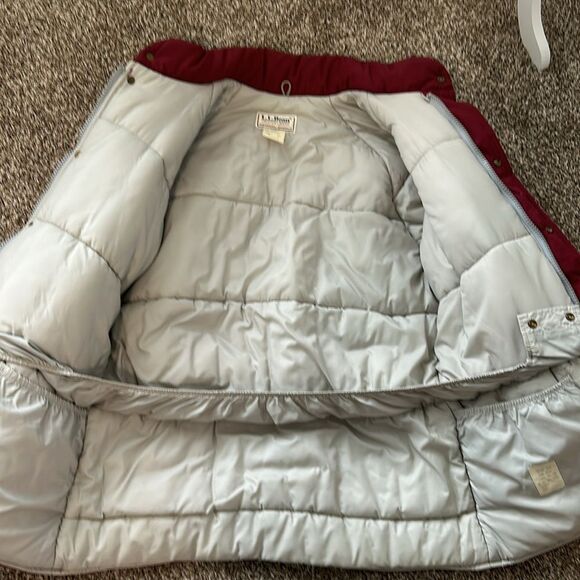 Vintage 80s LLbean Winter Insulated Burgundy Winter Snow Ski Jacket Coat L - Picture 7 of 15